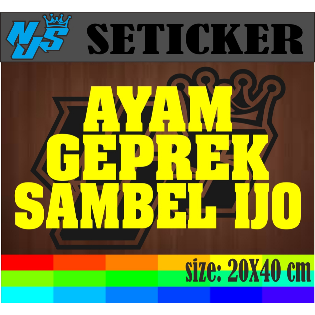 CUTTING STIKER TEMPELAN NAMA JUALAN AYAM GEPREK SAMBEL IJO DENGAN UKURAN 20X40 CM