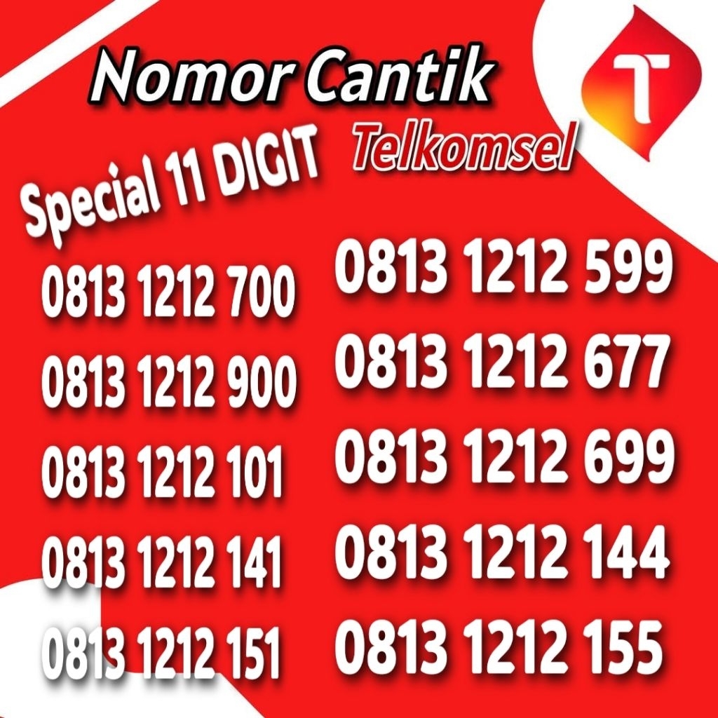 NOMOR CANTIK SIMPATI 11 DIGIT KARTU PERDANA TELKOMSEL 11 ANGKA 1212