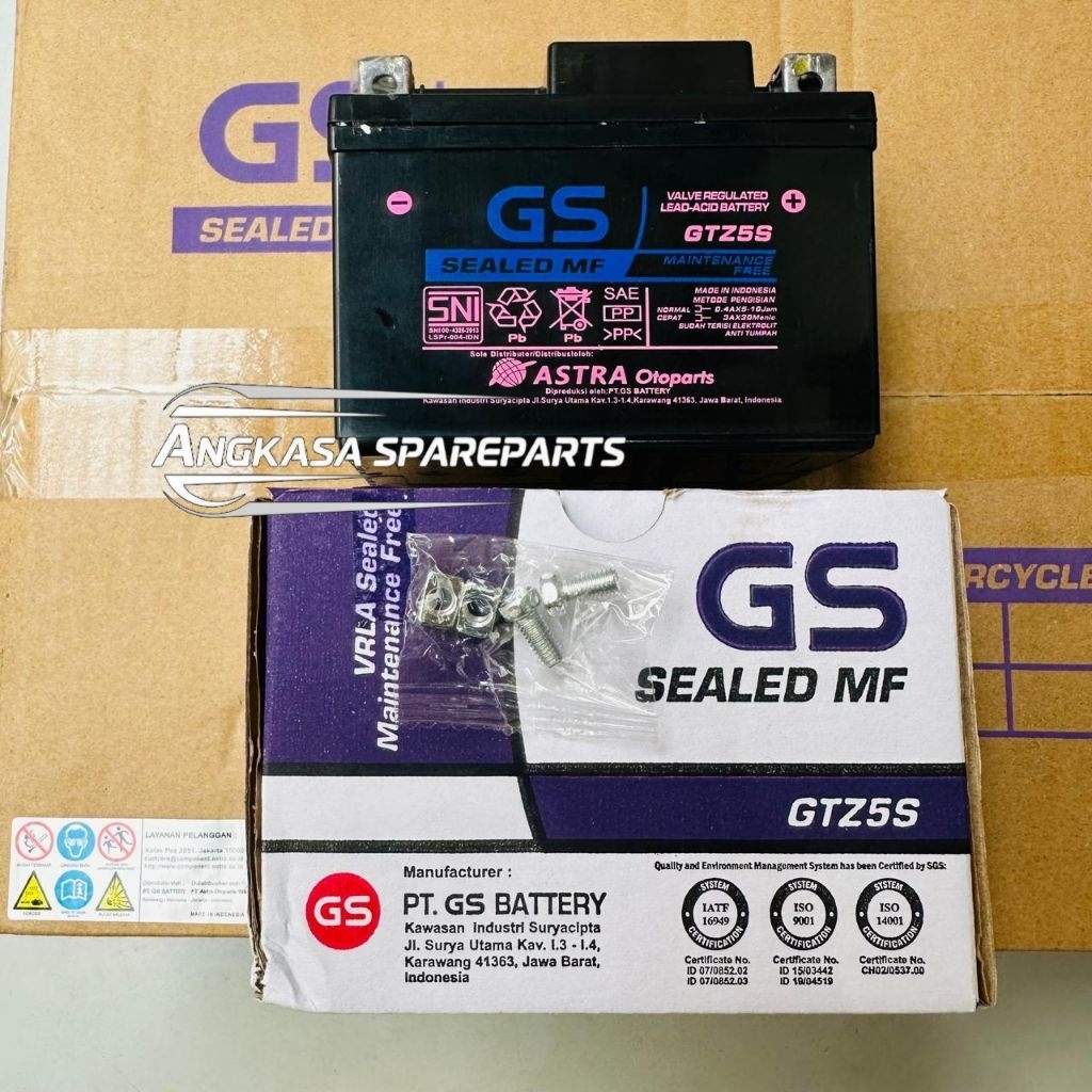 Aki Motor GS Astra GTZ5S Accu Kering Suzuki Spin 125 Skywave SkyDrive Nex Lets Addres Hayate Shogun 
