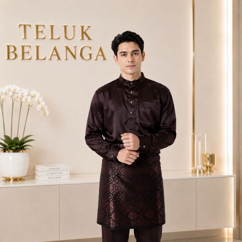 Setelan Baju Melayu Pria - One Set Teluk Belanga - Baju Akad Melayu Pria