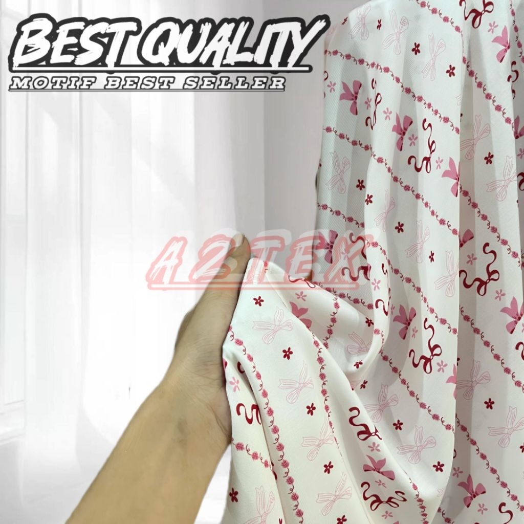 kain katun rayon Viscose premium - kain rayon motif floral pita - kain katun rayon original - harga 