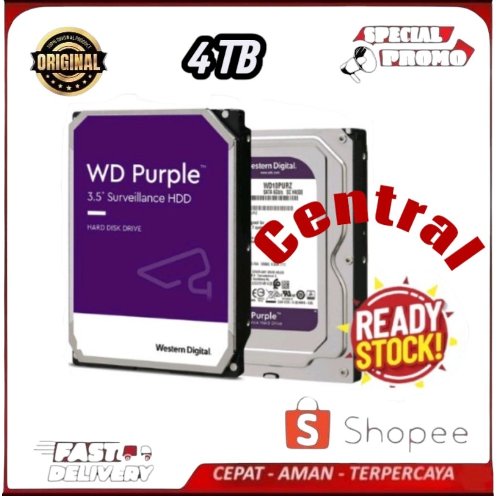 WD Purple 4TB / WD CCTV 4TB / WD Surveillance 4TB / WD Purple 4 TB / HDD/ HD/ Hardisk/ Harddisk