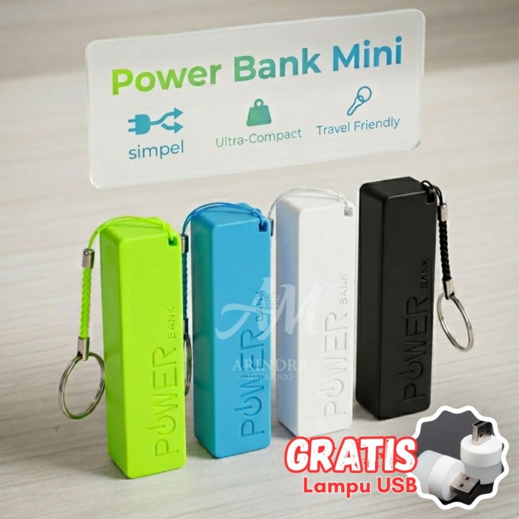 Power Bank Mini Serbaguna Portabel – Charger HP, Lampu Darurat, Kipas USB (Gratis Lampu Emergency US