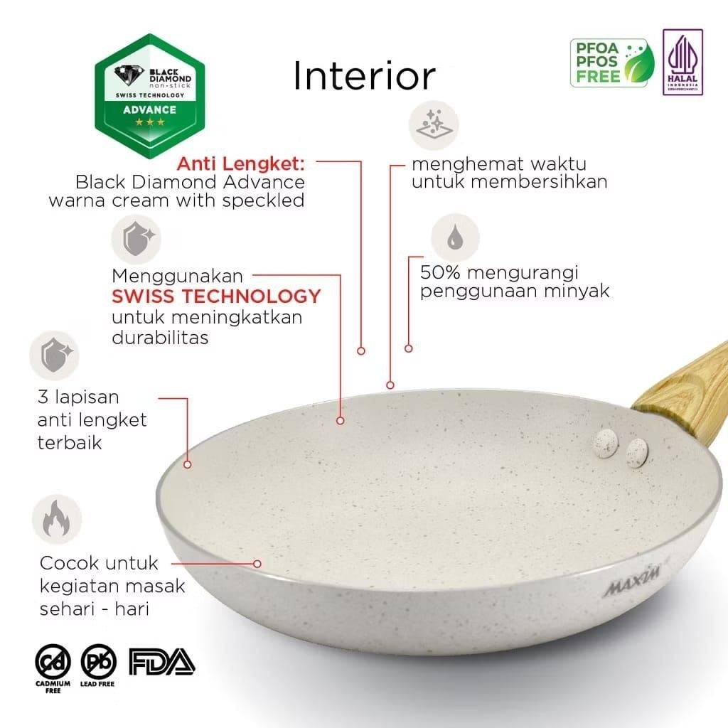 MAXIM DELUXE WOK Marble Penggorengan Frypan Wajan Anti Lengket