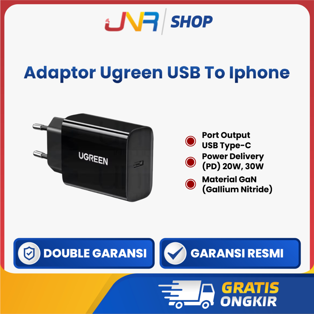 Adaptor Cas Ugreen 25W 20W Batok Charger Original Type C, Lightning iPhone