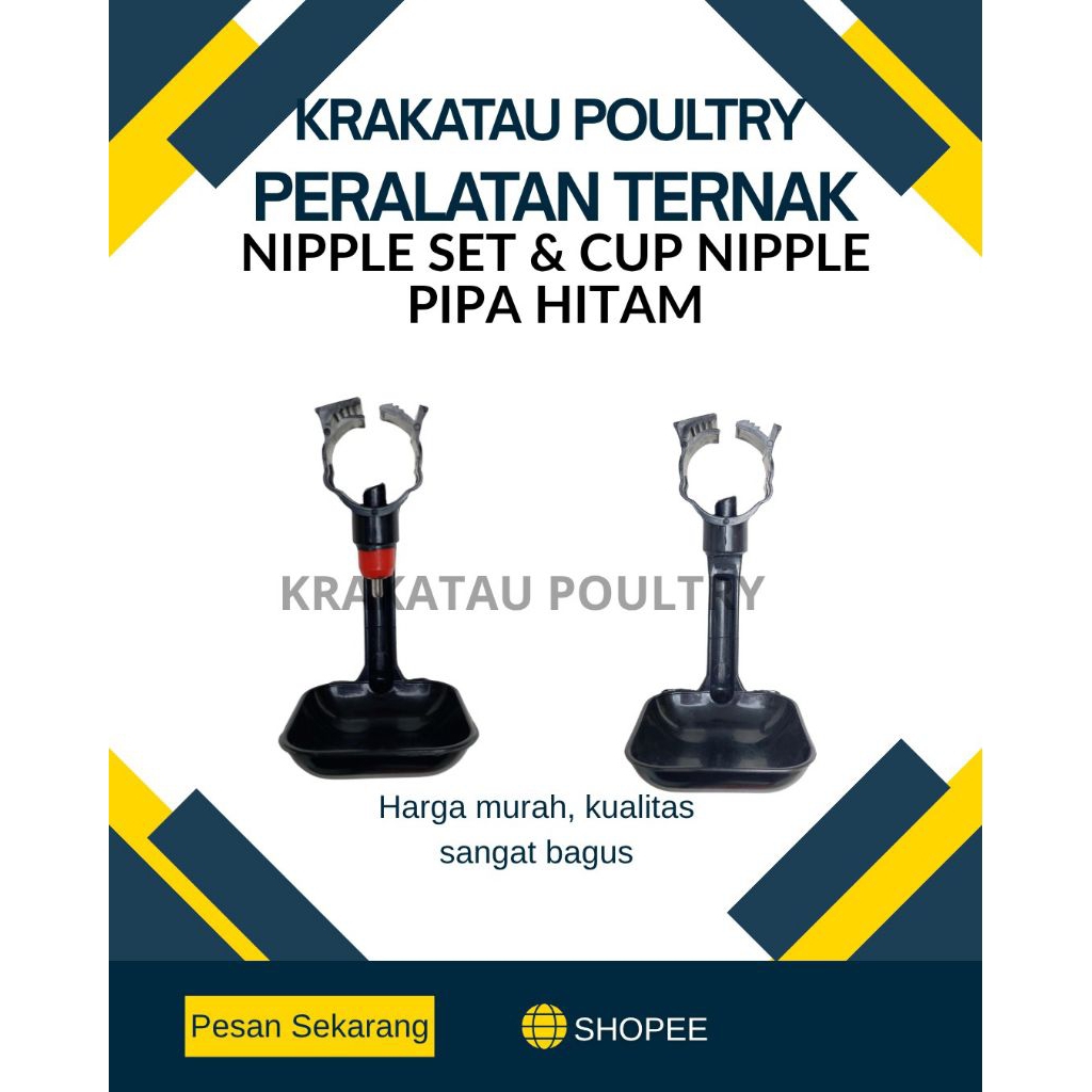 NIPPLE BROILER PIPA AIR 3/4 INCHI BULAT HITAM - TEMPAT MINUM AYAM BROILER