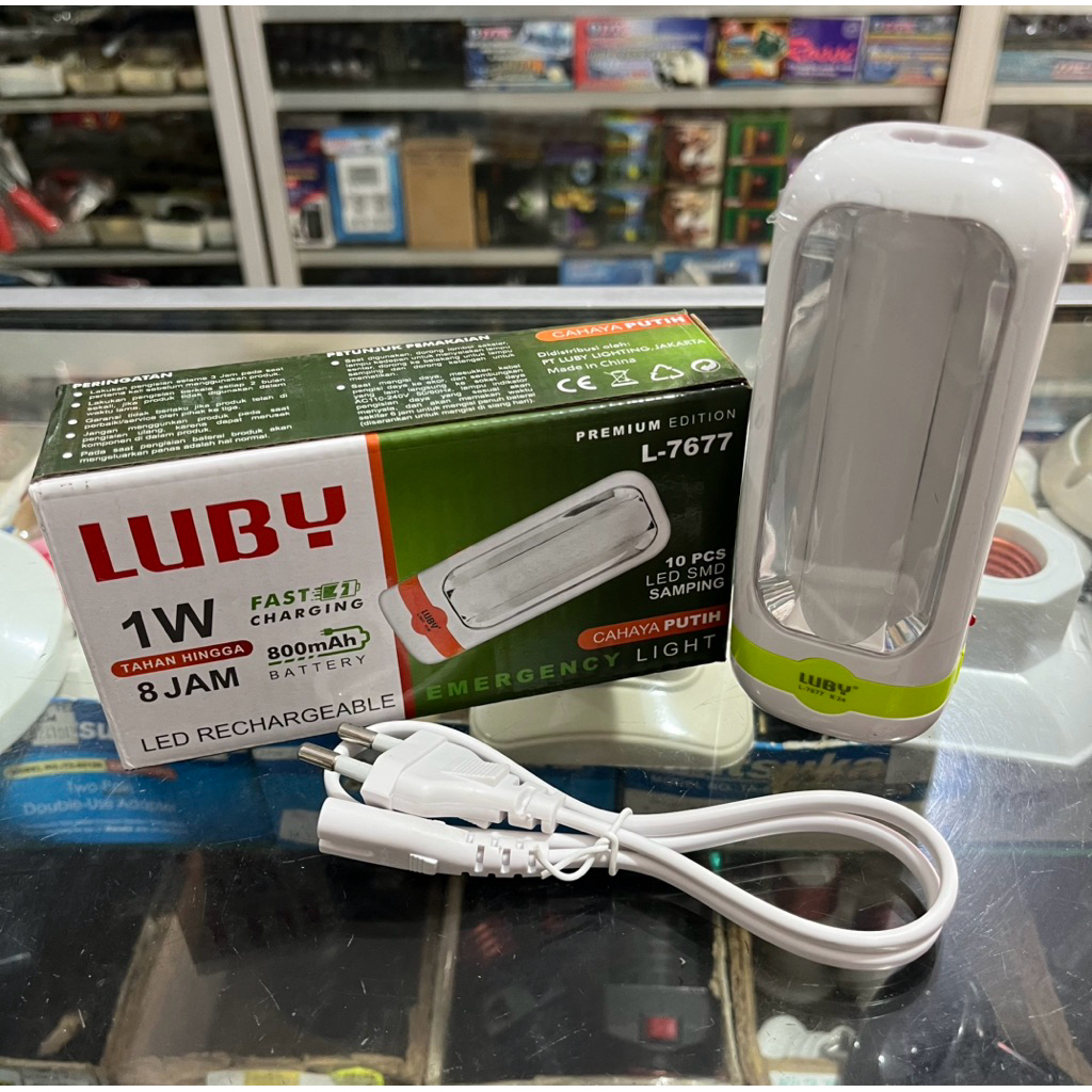 LAMPU DARURAT LED LUBY L-7677 EMERGENCY LED WARNA PUTIH