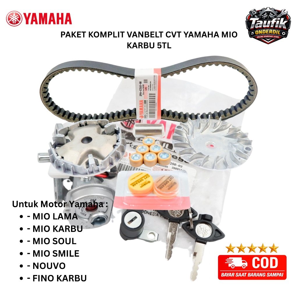 ori Paket Kirian Mio Sporty - VanBelt Mio Karbu Komplit Paket CVT Mio Sporty 5TL original Taufik ond