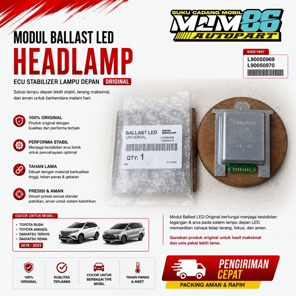 Modul Ballast LED Headlamp Toyota Rush Avanza Terios Xenia 2018-2023 ECU Stabilizer Lampu Depan