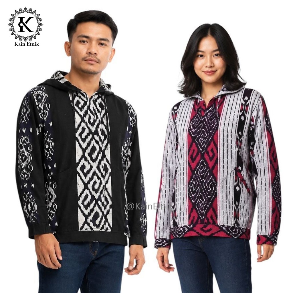 Jaket Jumper Hoodie Tenun / Jumper Tenun Etnik - Kain Etnik