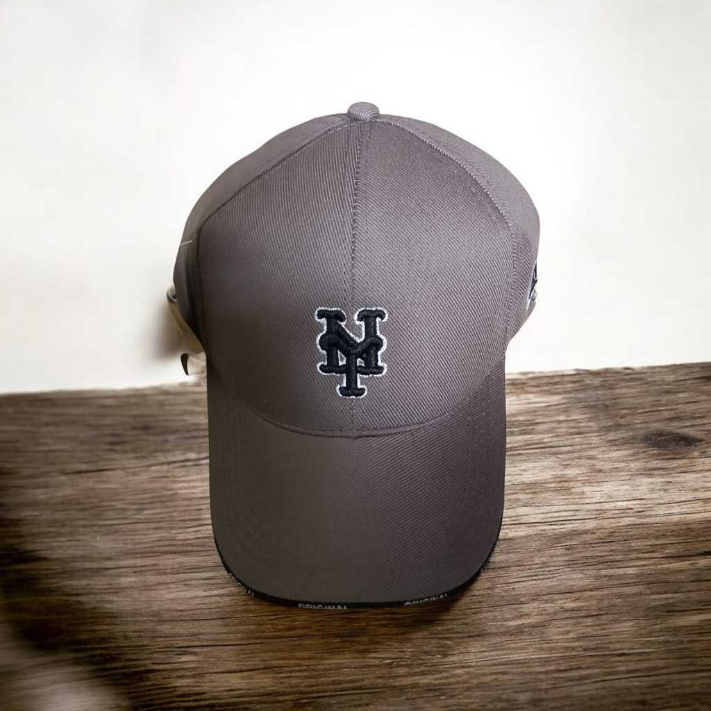 TOPI BISBOL UNISEX,Model NY-Hitam All-Size Warna ABU-TUA
