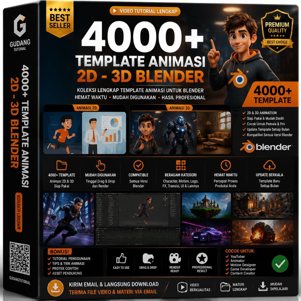 4000+ Template Animasi 2D & 3D Blender Lengkap | Asset Animasi Profesional Siap Pakai | File Digital
