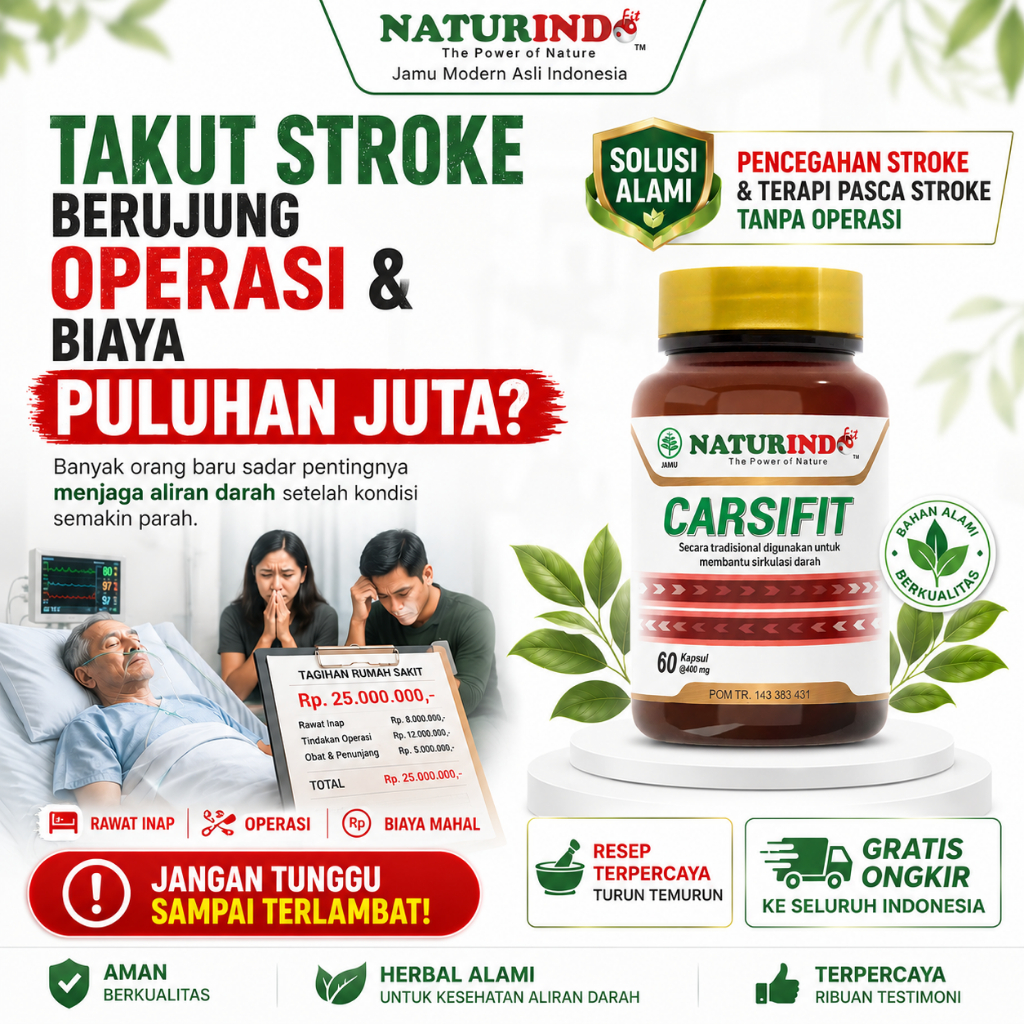 Carsifit Ori Naturindo Obat Herbal Stroke Ringan Berat dan Terapi Pasca Stroke | 60 kapsul