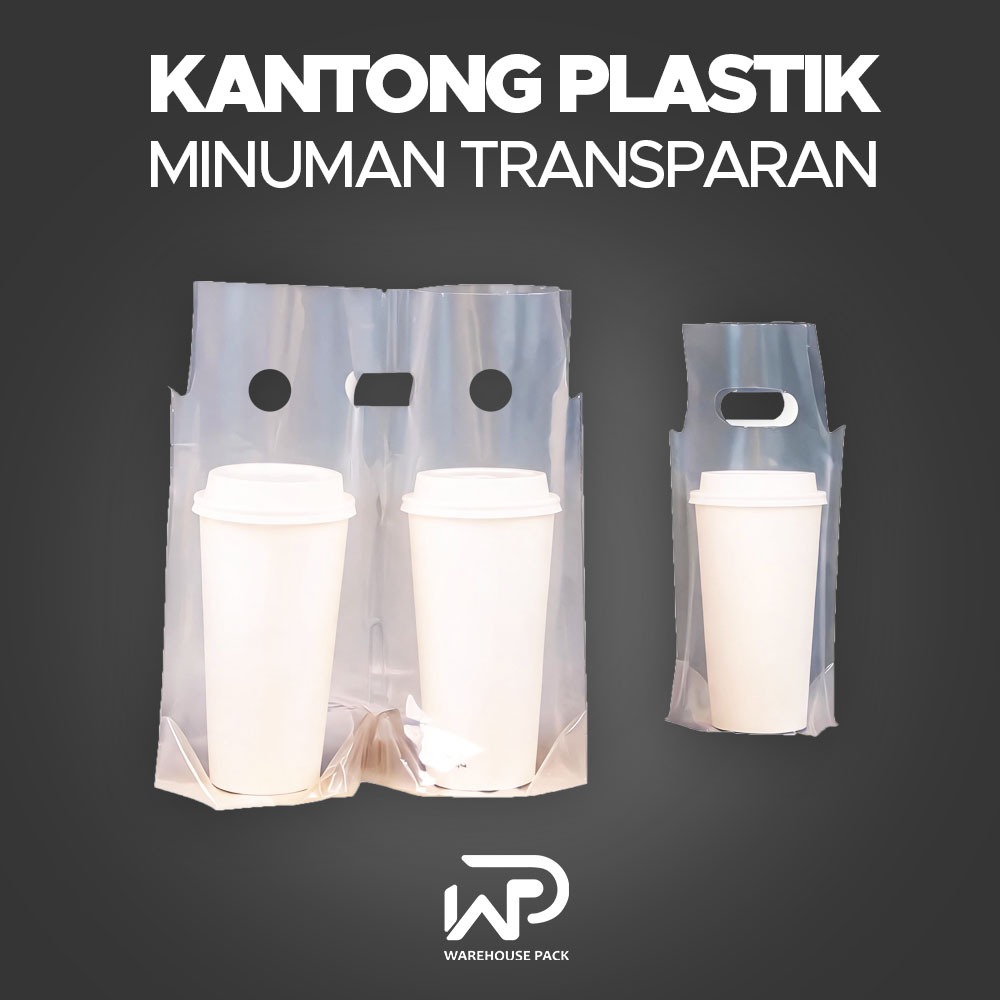 Kantong Plastik Minuman Transparan cup besar dan cup kecil | Plastik Kantong Opp PE Gelas Cup 1 Dan 