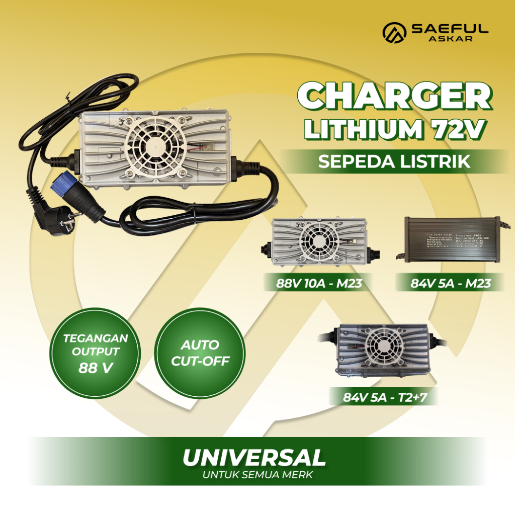 Charger Motor Listrik Lithium 72V Soket M23 T2+7 Phylion