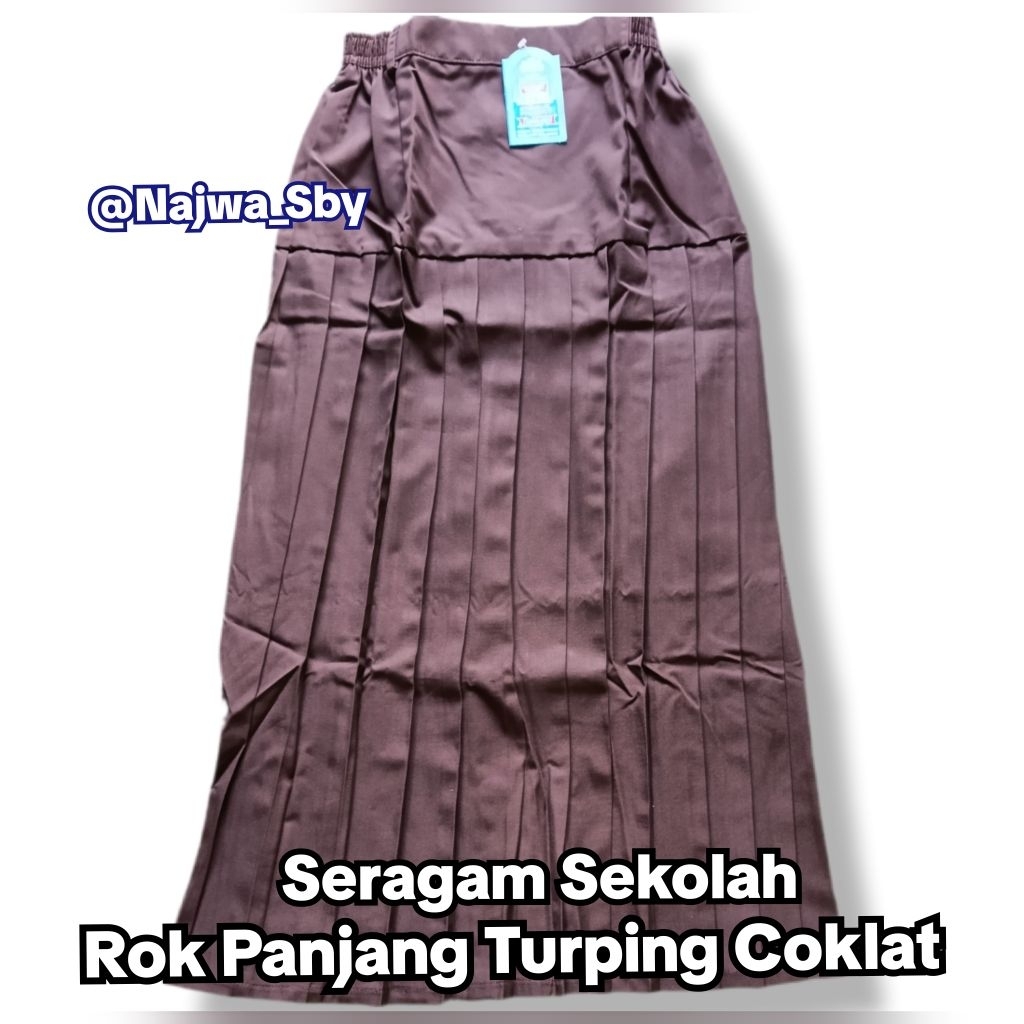 Seragam Sekolah Rok Plisket Panjang Coklat Pramuka Turun Pinggang ( Turping )  | Seragam Rok Plisir 