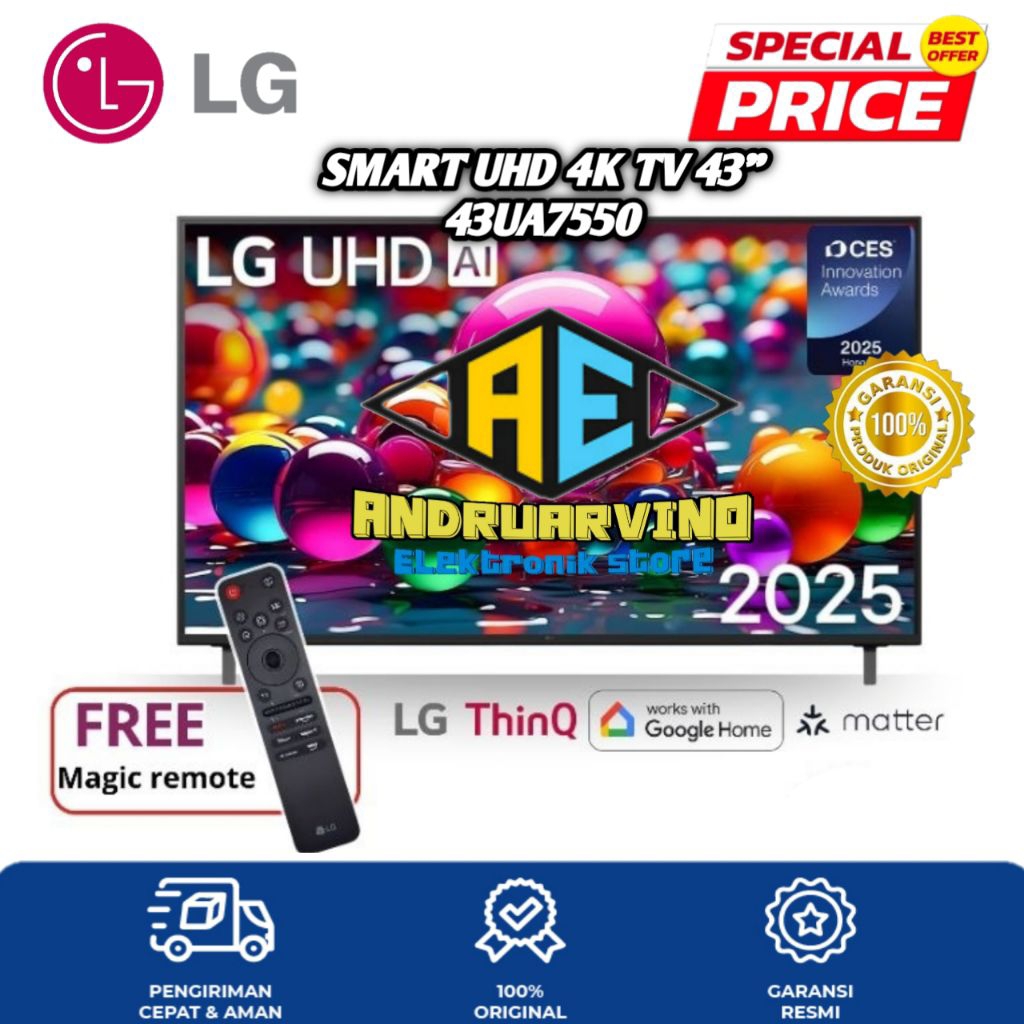LG 4K UHD SMART TV 43 Inch 43UA7550 UHD SMART TV WITH MAGIC REMOTE