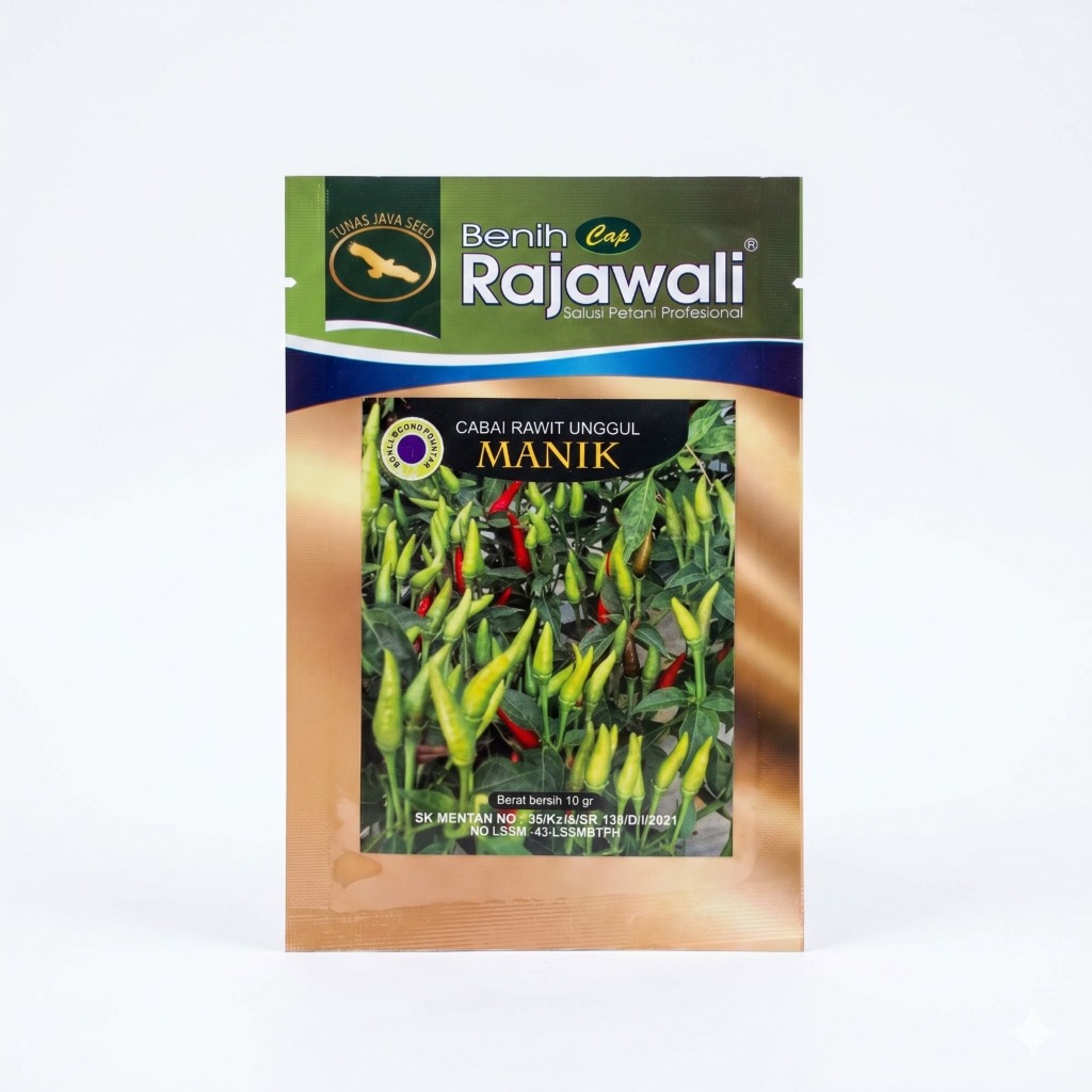 Benih Cabe Rawit Manik 10 Gram - Cabai Rawit Hijau Annum @Benih Cap Rajawali Repack