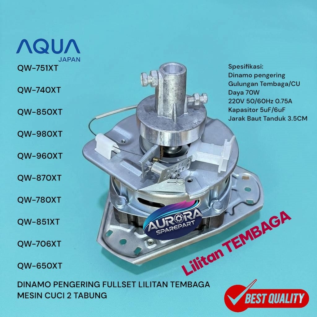 Dinamo pengering Aqua Fullset lilitan TEMBAGA QW-751XT QW-740XT QW-850XT QW-980XT QW-960XT QW-960XT