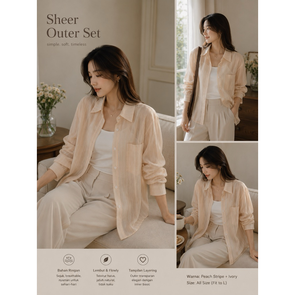 Serene Set | Outer Korean Look | Inner + Outer Premium Import
