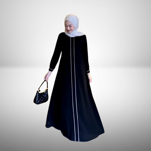 Grosir Gamis Fashion | Abaya Remaja Hitam Katun twill polos Premium Size S M L XL XXL - Abaya Besic 