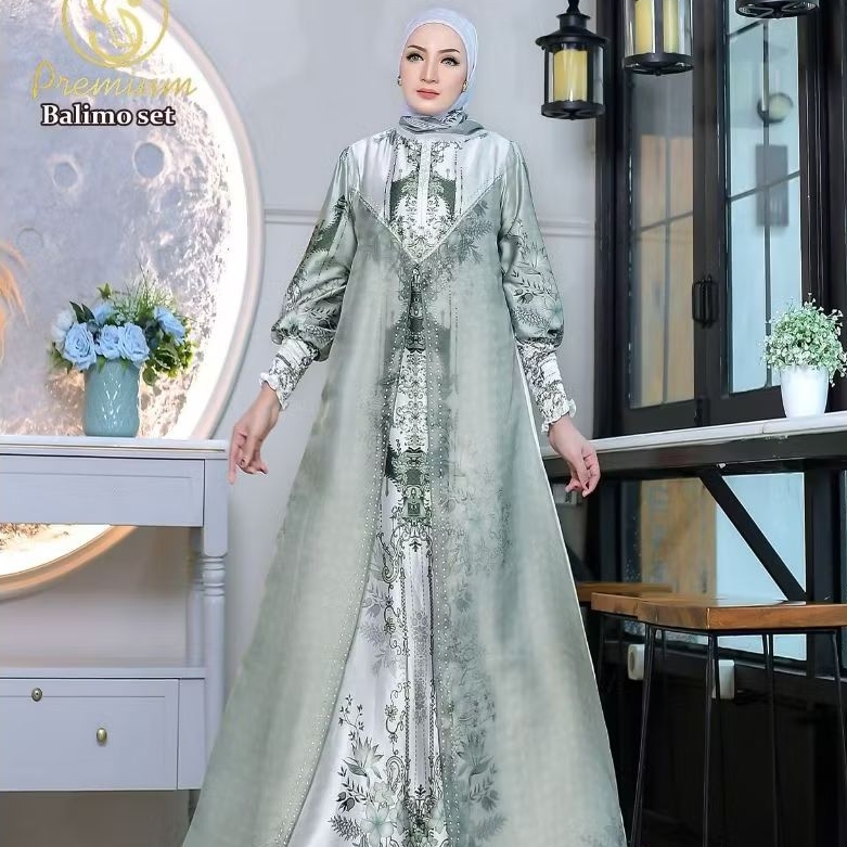 Balimo Set Gamis Wanita Premium Setelan Muslimah Modern Elegan Busui Friendly Wudhu Friendly Bahan A