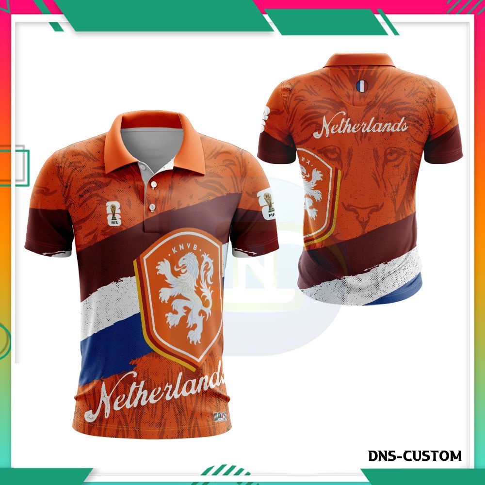 Kaos Polo Netherlands Pria Premium/Jersey Wangki Belanda Lengan Pendek Custom