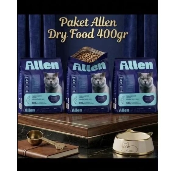Bundling paket 3pcs ALLEN CAT FOOD HALAL 400g makanan kucing alshad ahmad rasa tuna chicken untuk ad