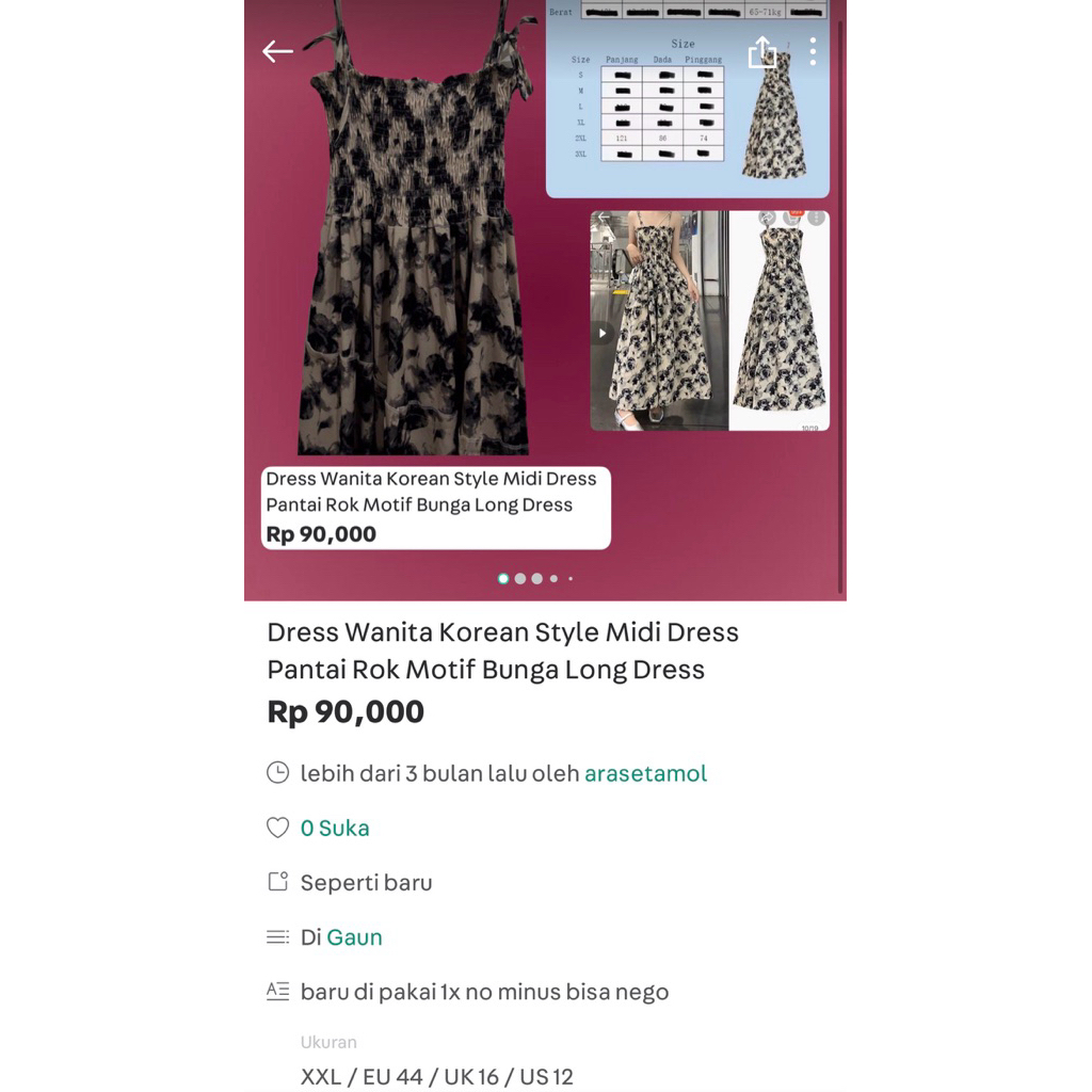 Dress Wanita Korean Style Midi Dress Pantai Rok Motif Bunga Long Dress