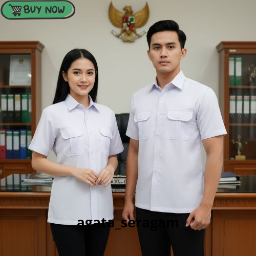 Baju Dinas Putih Pns Pria Wanita Baju Pdh Pria Wanita Putih kerah Hitam Seragam Putih Pns Wanita Baj