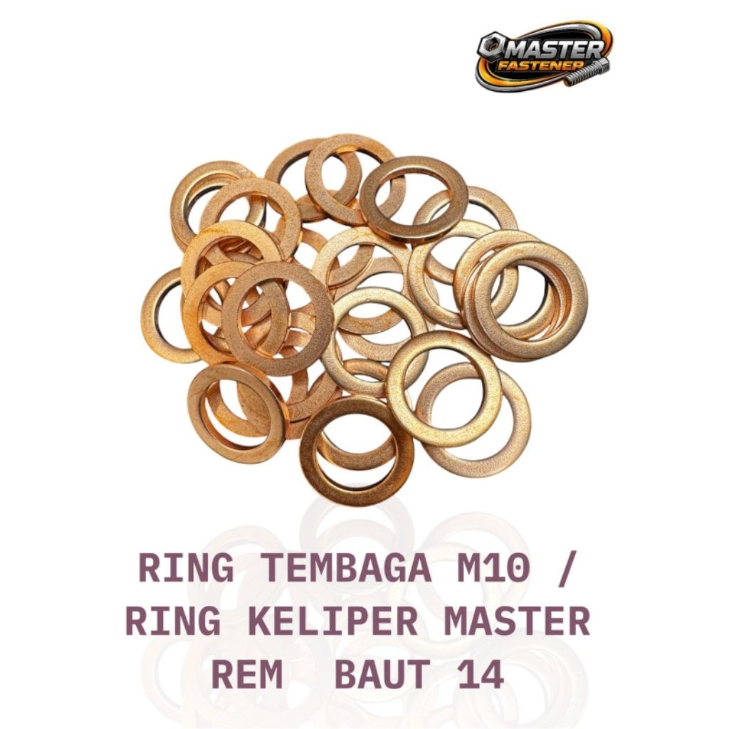 Paket 50 - 100 Pcs Ring M10 Tembaga / Ring Kaliper Master Rem 10mm Baut 14 Tebal 1.2mm