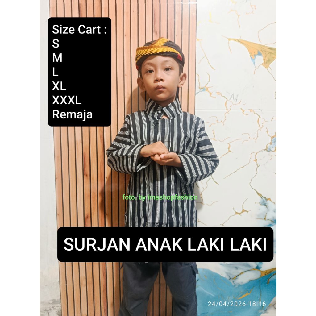 Siap Kirim Surjan Lurik Anak Laki laki Baju Adat Jawa Solo Jogja