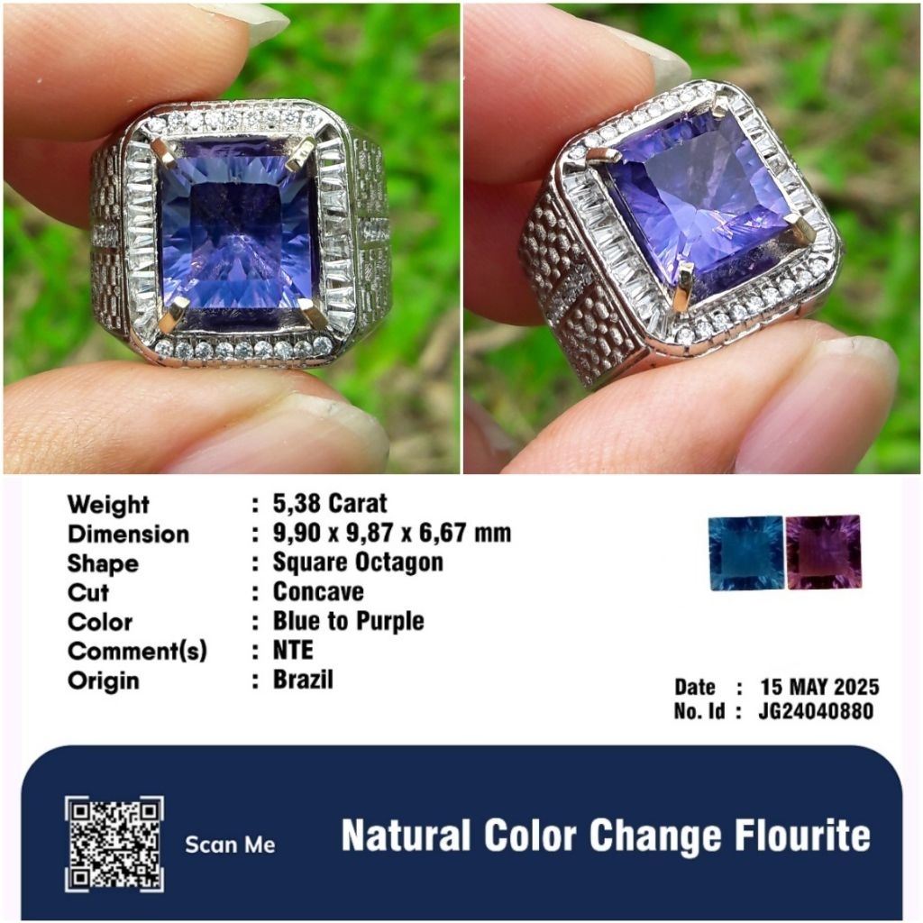 Cincin Batu Natural Fluorite Color Change Memo