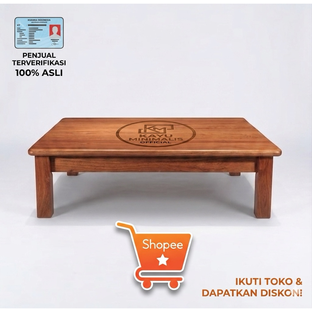 Meja Lesehan Kayu Minimalis Serbaguna / Meja TV Susun / Meja Komputer Kayu Kokoh Estetik
