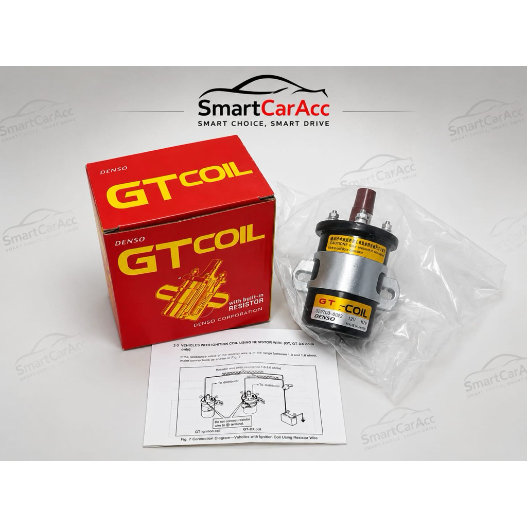 Ignition Coil Koil Kuil Tabung Botol Pendek GT Coil Denso 12V Kaki 3 Pin Resistor Dalam