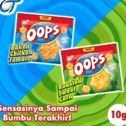 Oops Crispy Crackers 18gr Rasa Sweet Corn Jagung / Chicken Tomato Ayam Tomat