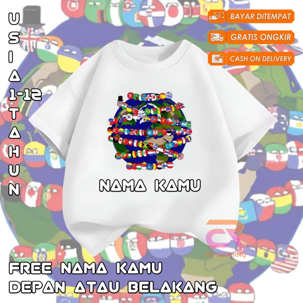 COUNTRY BALL COUNTRY HUMAN Kaos Anak Laki Laki Perempuan Baju Anak Terbaru