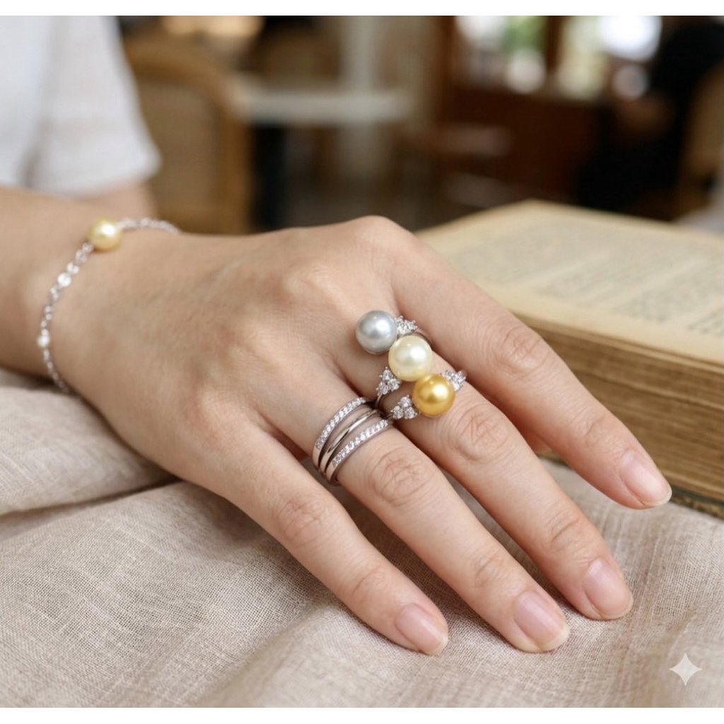 Cincin Mutiara Laut Asli Grade AAA