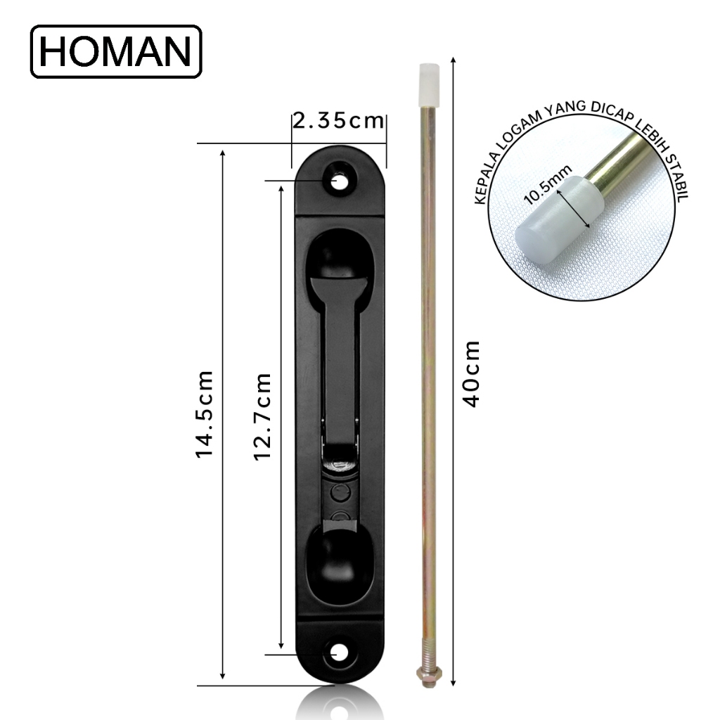 Homan Flush Bolt Paduan aluminium Pintu Aluminium Flush bolt Selot Pintu Paduan aluminium