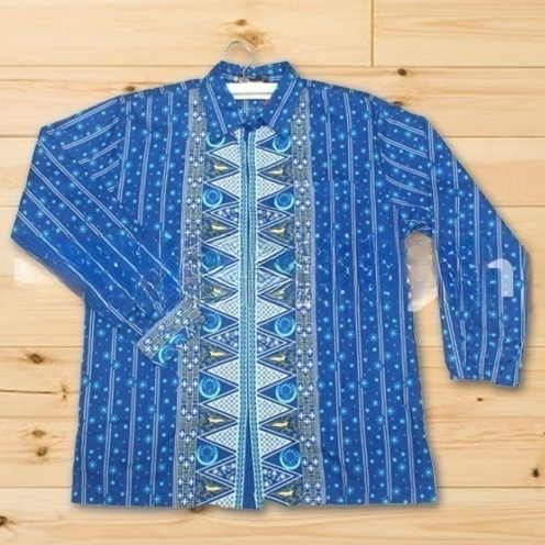 Baju Batik Forum Guru Muhammadiyah (FGM) - Katun-Biru-Panjang