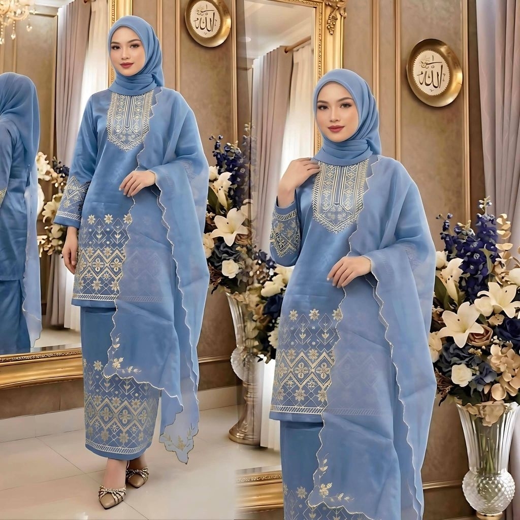 SET KEBAYA SELENDANG KATRINA BORDIR PELANGI JAYA ORI