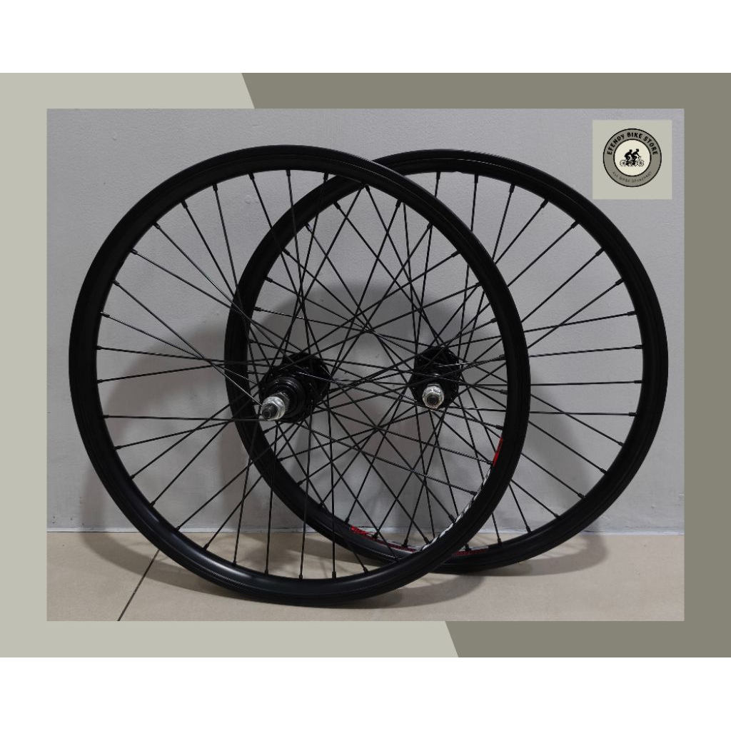 Wheel Set 20 United Double Wall Hub Hitam Besi Wheel set 20 x 175 Hub Hitam Besi 36 Hole Velg Jadi P