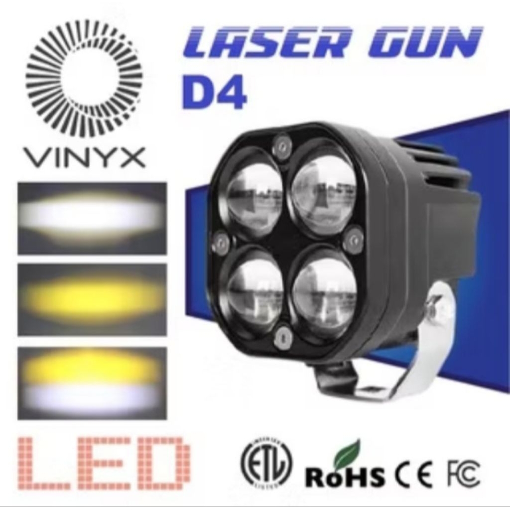 LAMPU TEMBAK SOROT LASER GUN LED VINYX D4 MOTOR MOBILl 40 WATT