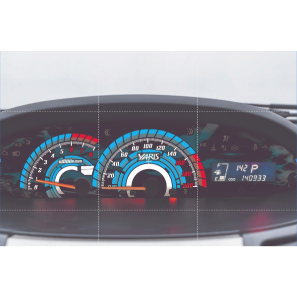 Custom Speedometer Mobil Yaris Bakpao Fire Blue Series