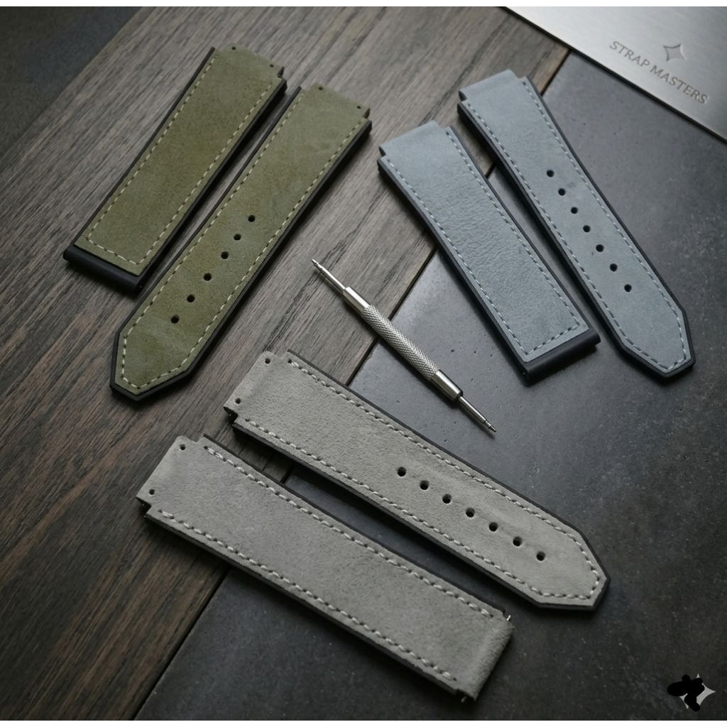 Strap Tali Jam Tangan HUBLOT Gneve Bigband Rubber Bludru Buckle 18mm