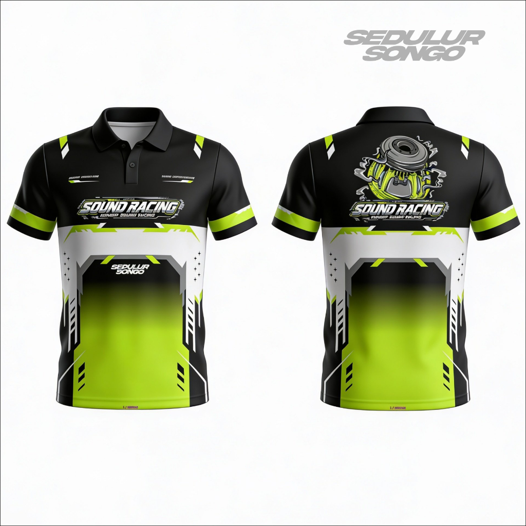 Jersey Racing Sound Racing Baju Sound System High Premium Quality Kerah Polo Dan V-neck