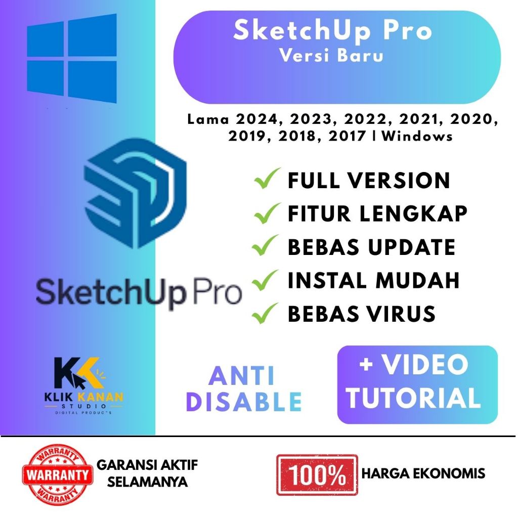 SketchUp Pro Versi Baru / Lama 2024, 2023, 2022, 2021, 2020, 2019, 2018, 2017 | Windows