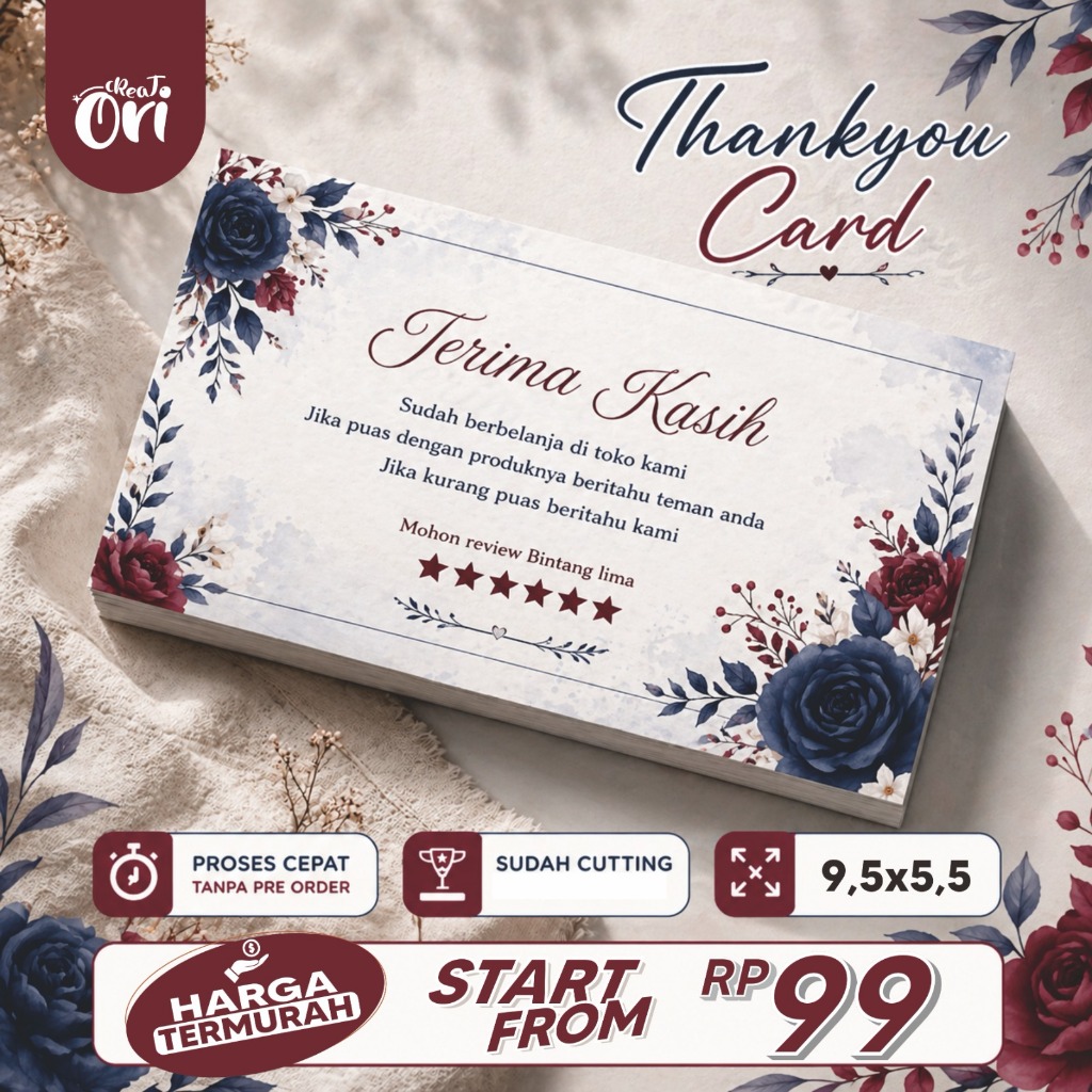 Thank You Card Custom/thank you card olshop/thank you card souvenir/custom free desain
