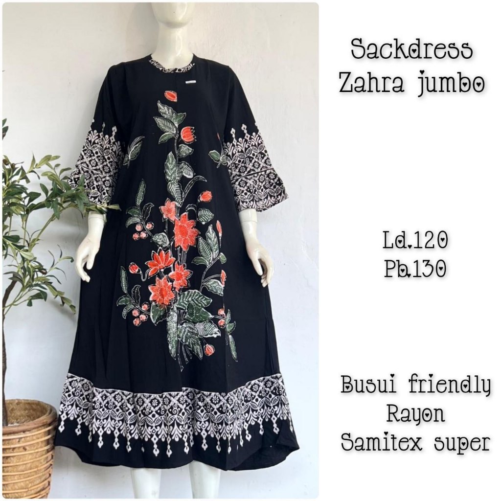 Sackdress Zahra Jumbo Bunga Batik Cap