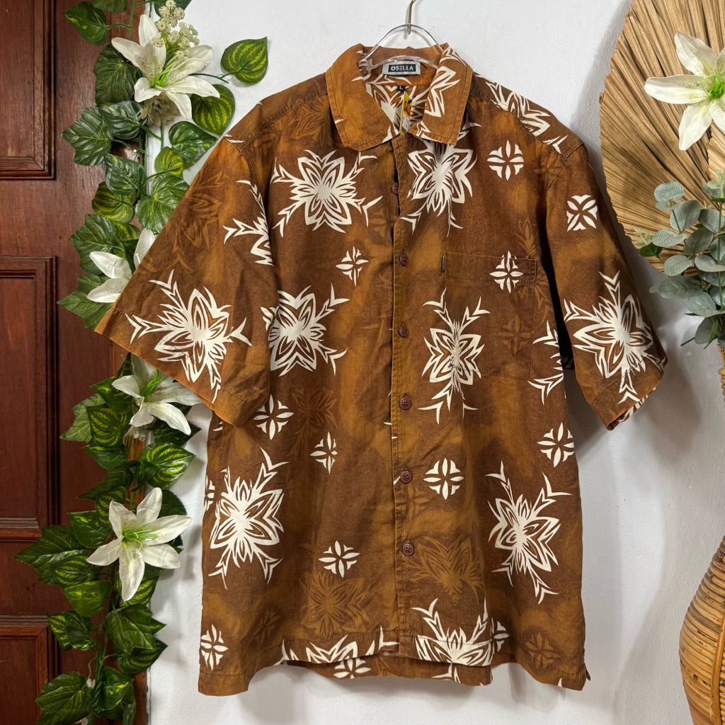 Kemeja Osella Pria Motif Coklat